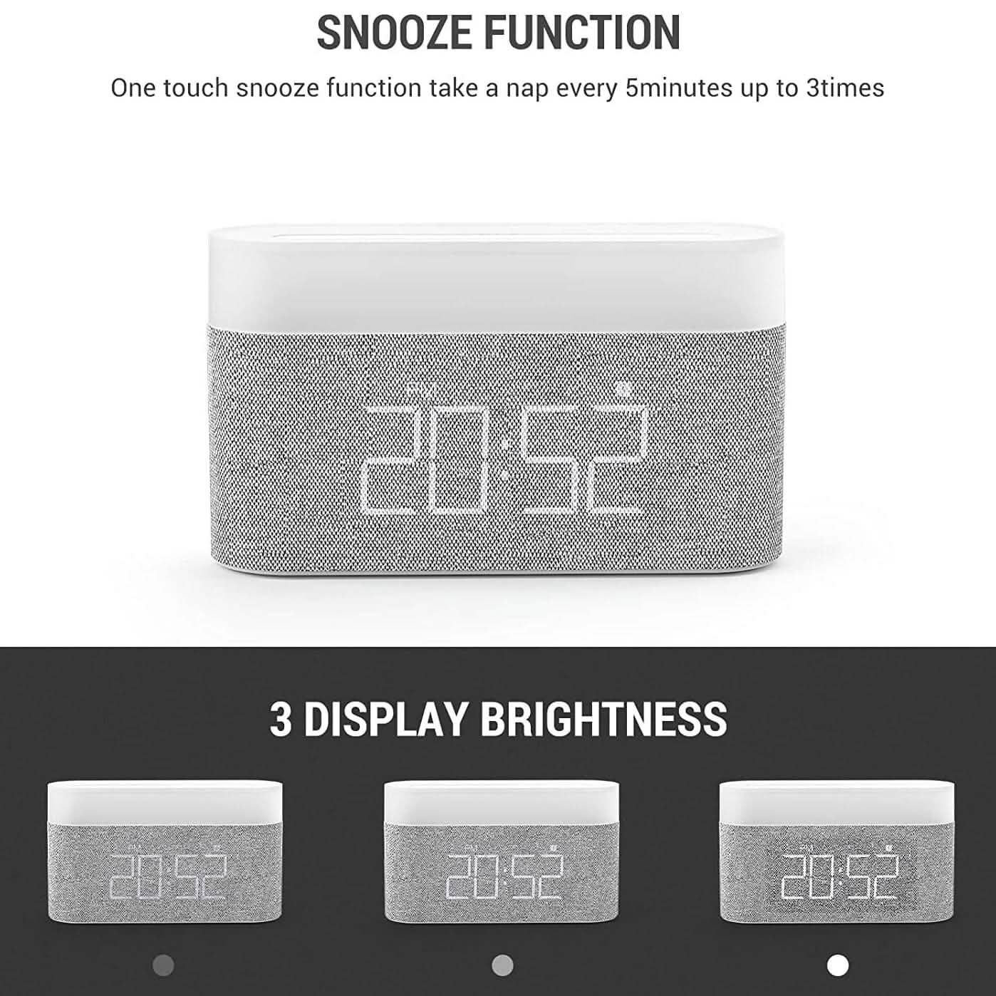 Digital Alarm Clock with Wireless Charging