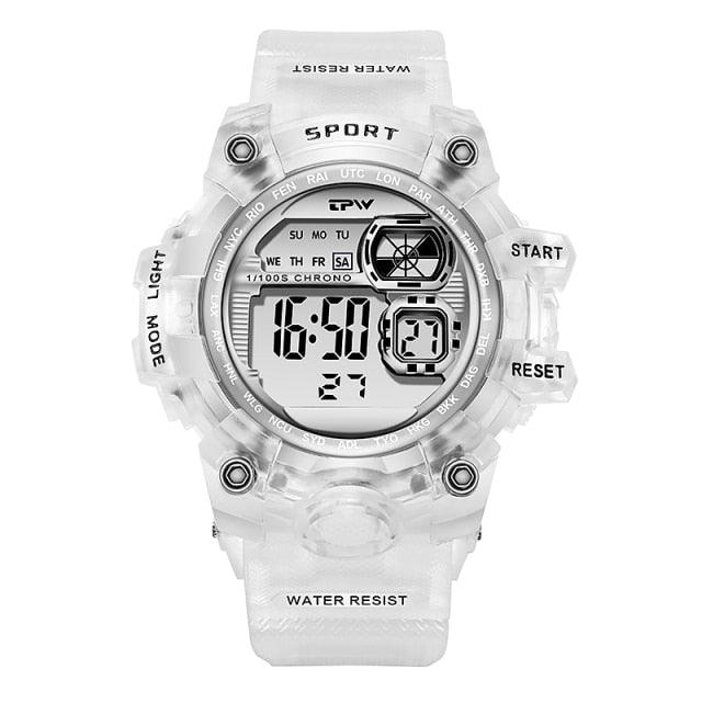 Digital Watches For Women School Girl Student  Transparent Color Water Resistent Silicone Strap Stopwatch Alarm Countdown Dual Time Ultra Super Wide-Angle Display Digital Wrist Watches For Men Women