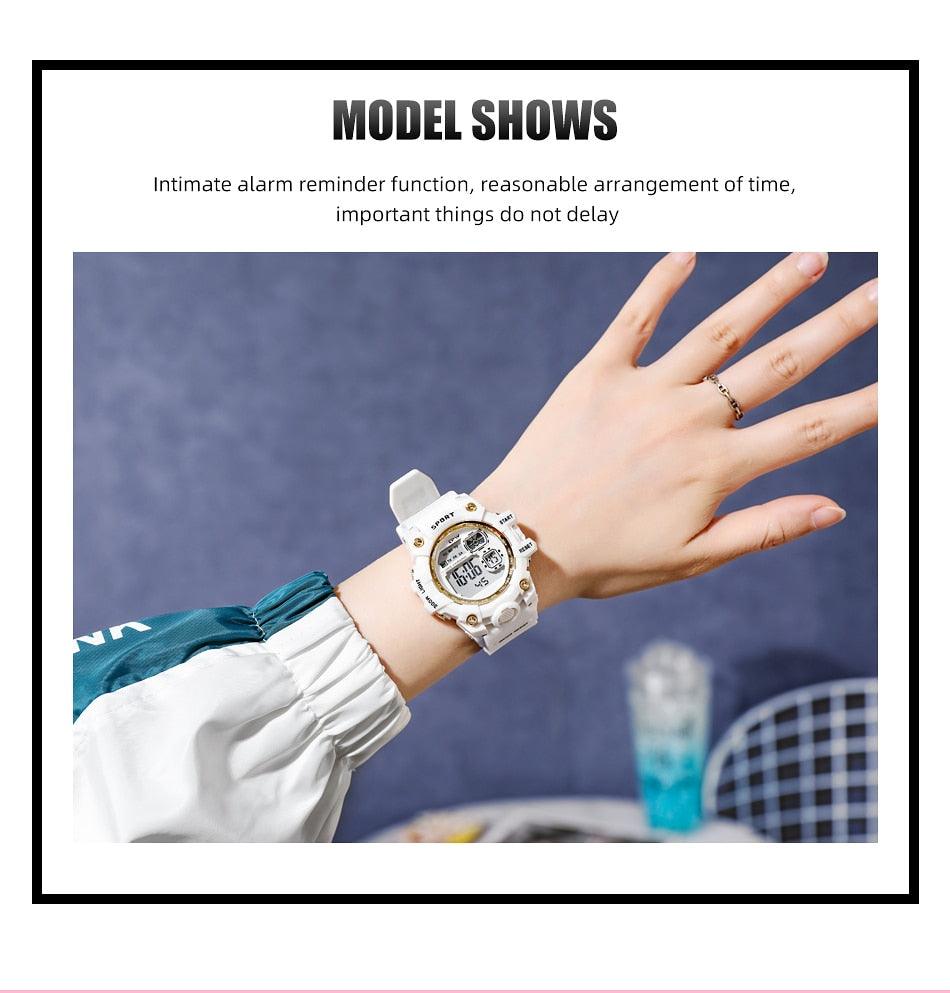 Digital Watches For Women School Girl Student  Transparent Color Water Resistent Silicone Strap Stopwatch Alarm Countdown Dual Time Ultra Super Wide-Angle Display Digital Wrist Watches For Men Women