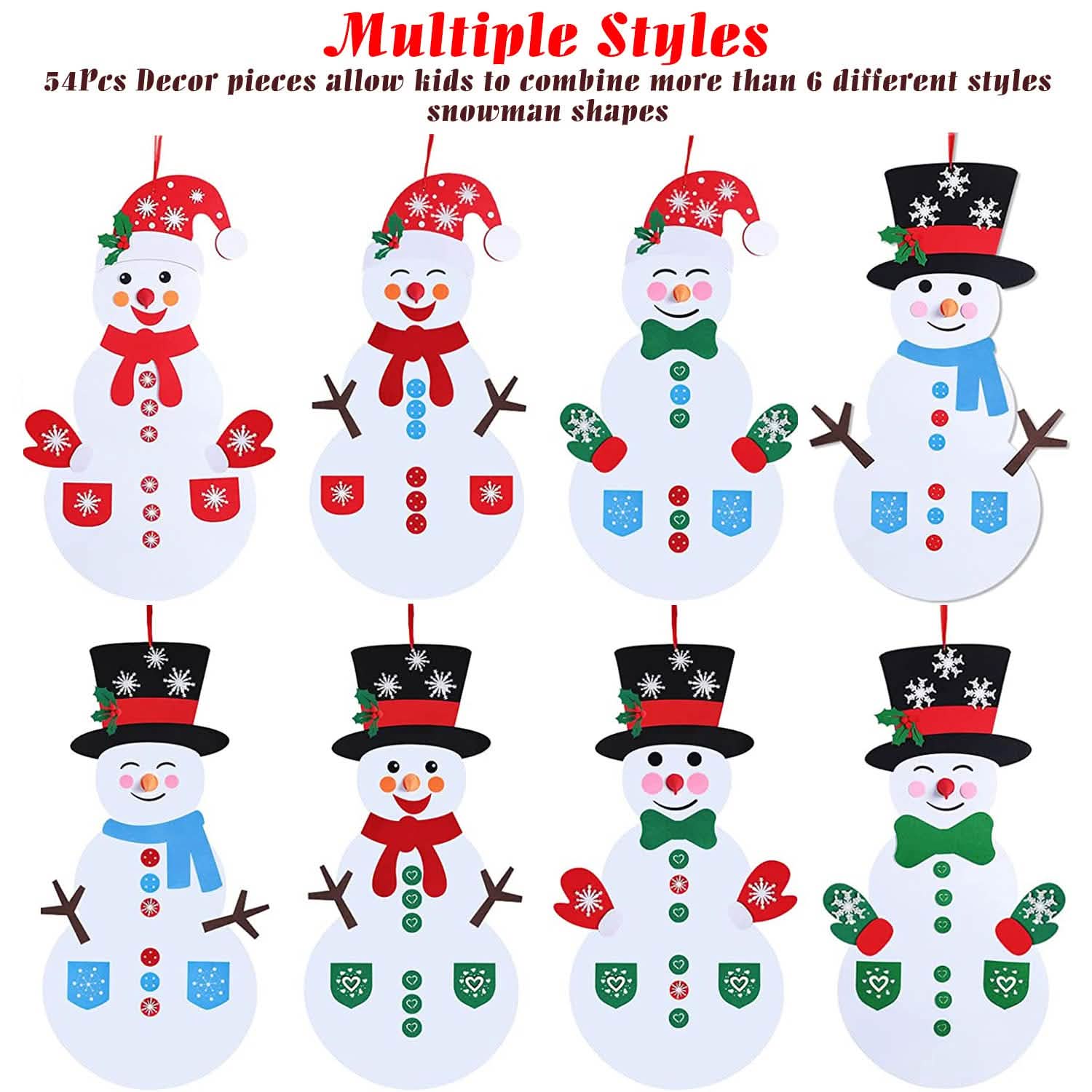 DIY Felt Christmas Hanging Decorations Kits with 54 Piece Detachable Ornaments