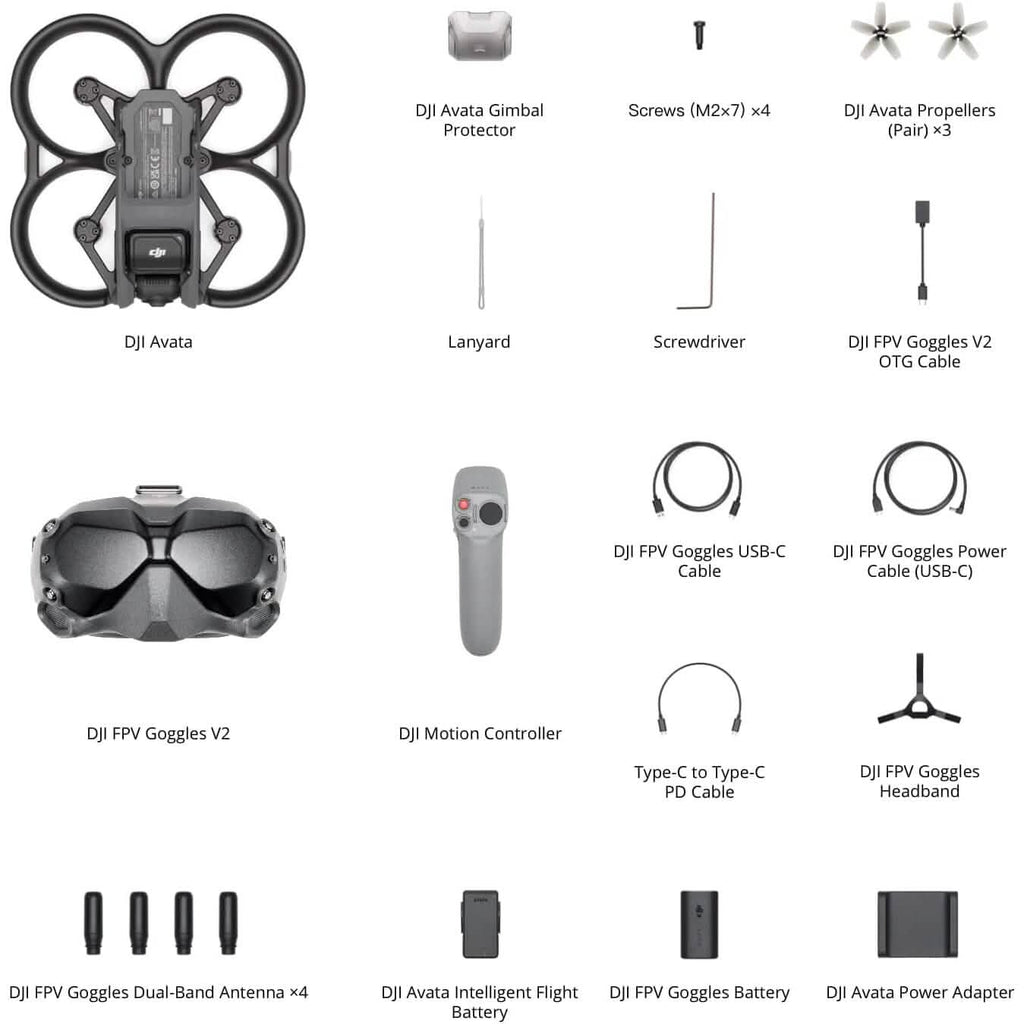 DJI Avata Fly Smart Combo (DJI FPV Goggles V2) - First-Person View Drone UAV Quadcopter with 4K Stabilized Video (Refurbished)
