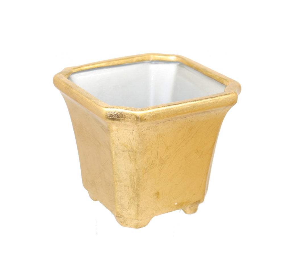 Ceramic Octangon Pot - Gold -  6 Inch