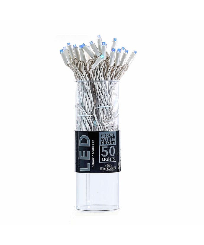 50-Light 5mm Cool White Frosted LED White Wire Light Set