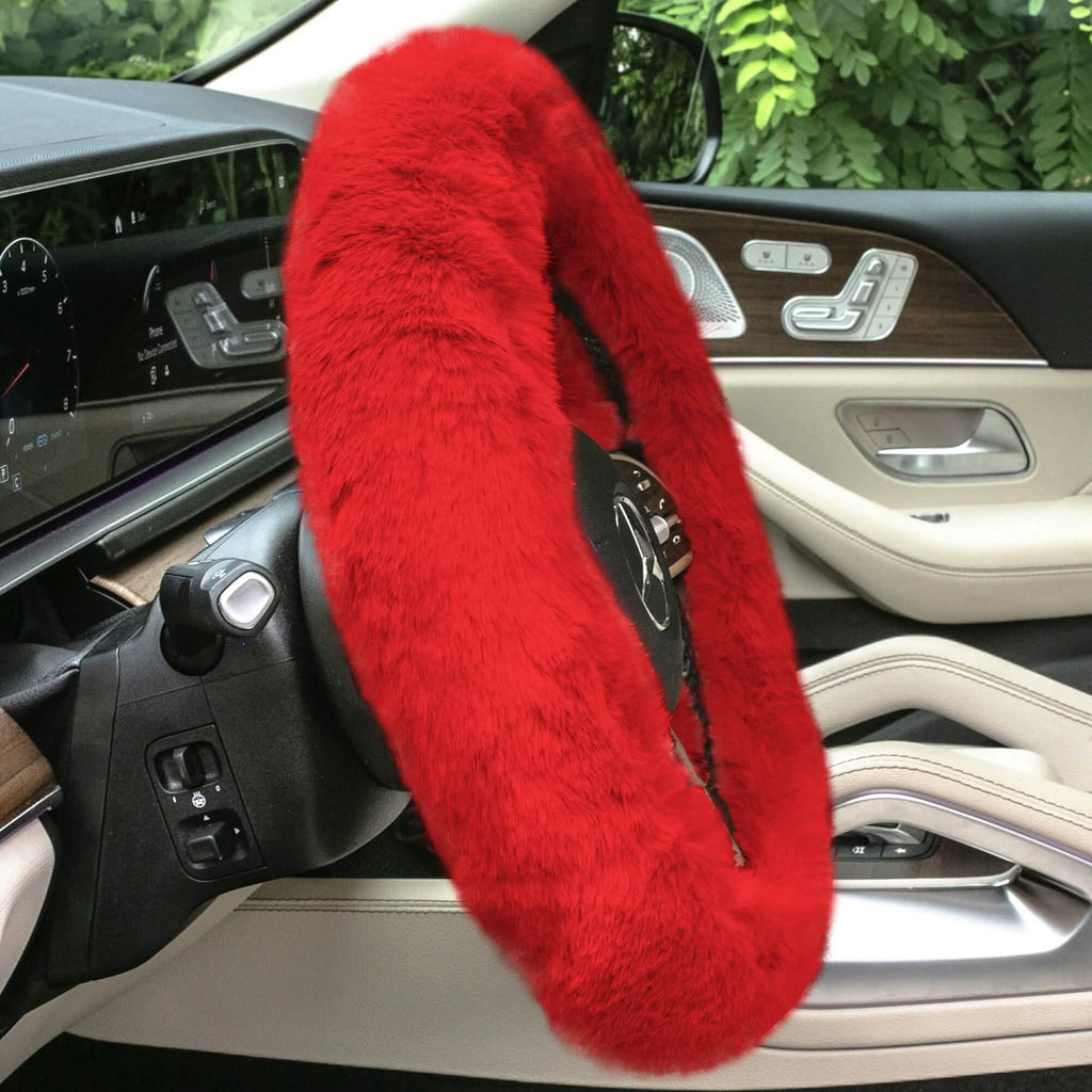 Doe16 Faux Rabbit Fur Steering Wheel Cover