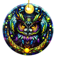 Mysterious Owl Stained Glass Style Ornament