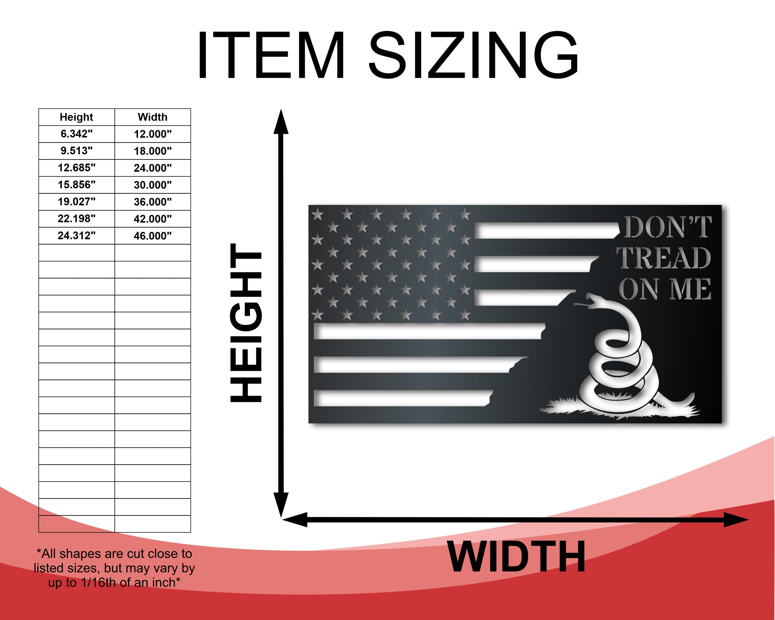 Metal Don't Tread on Me Wall Art | American Flag Sign | Indoor Outdoor | Up to 46" | Over 20 Color Options