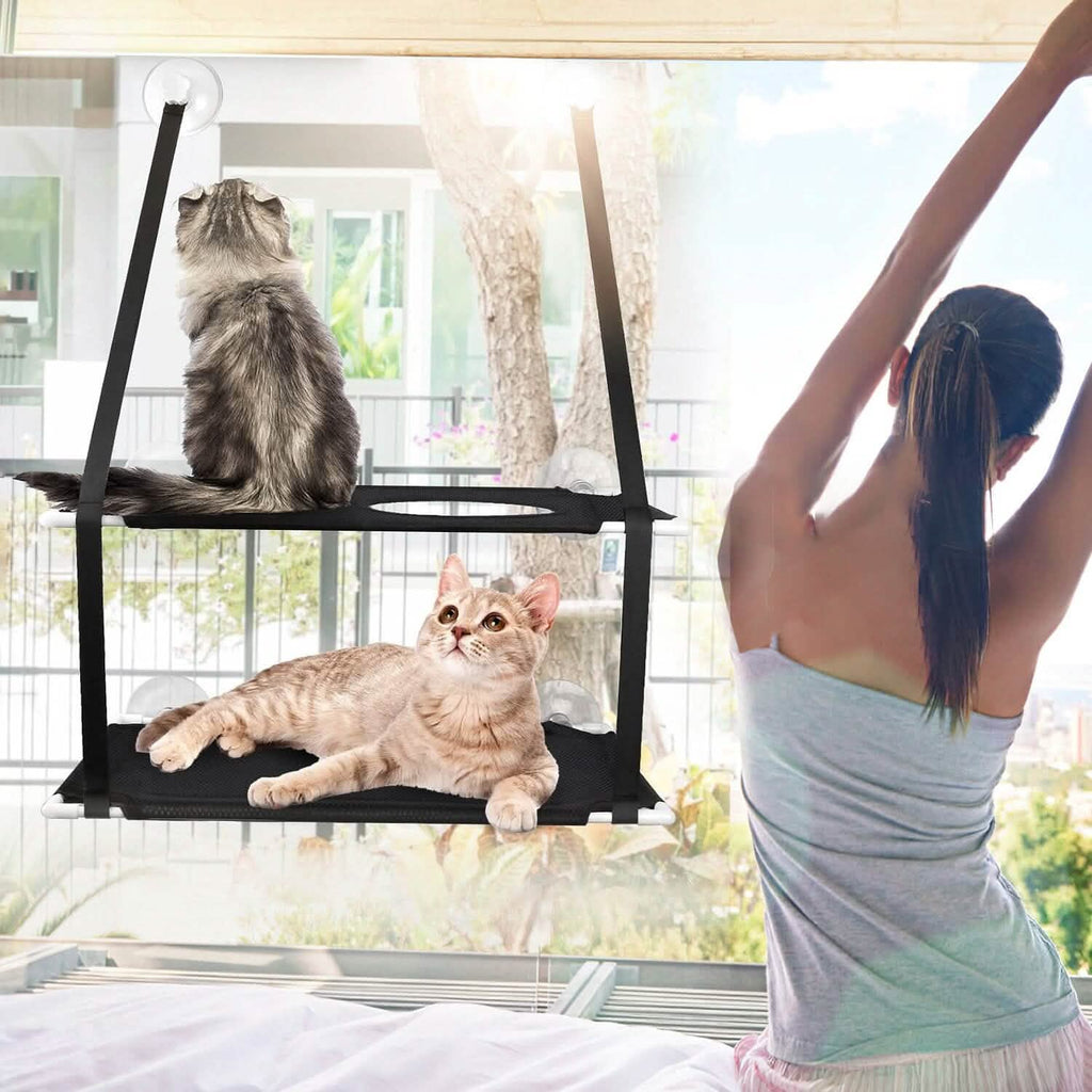 Double Layer Perch Bed Powerful Suction Indoor Window Hammock for Cat