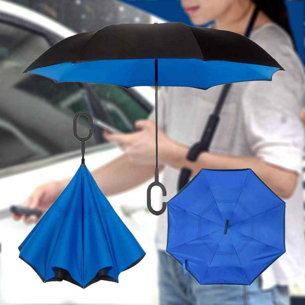 Double-Layer Windproof Reverse-Folding Smart Umbrella with UV Protection