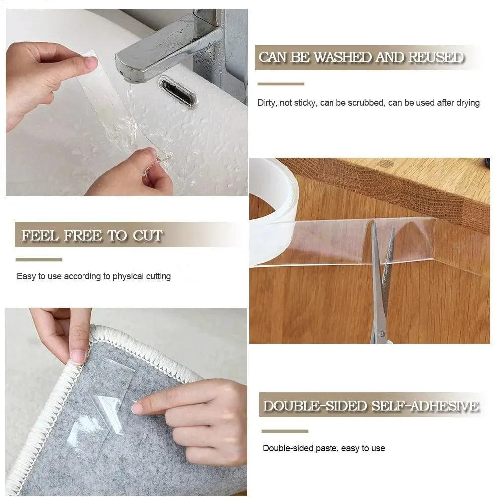 Double Sided Magic Transparent Reusable Waterproof Easy Use Tape Home Accessories Useful Multipurpose Tapes