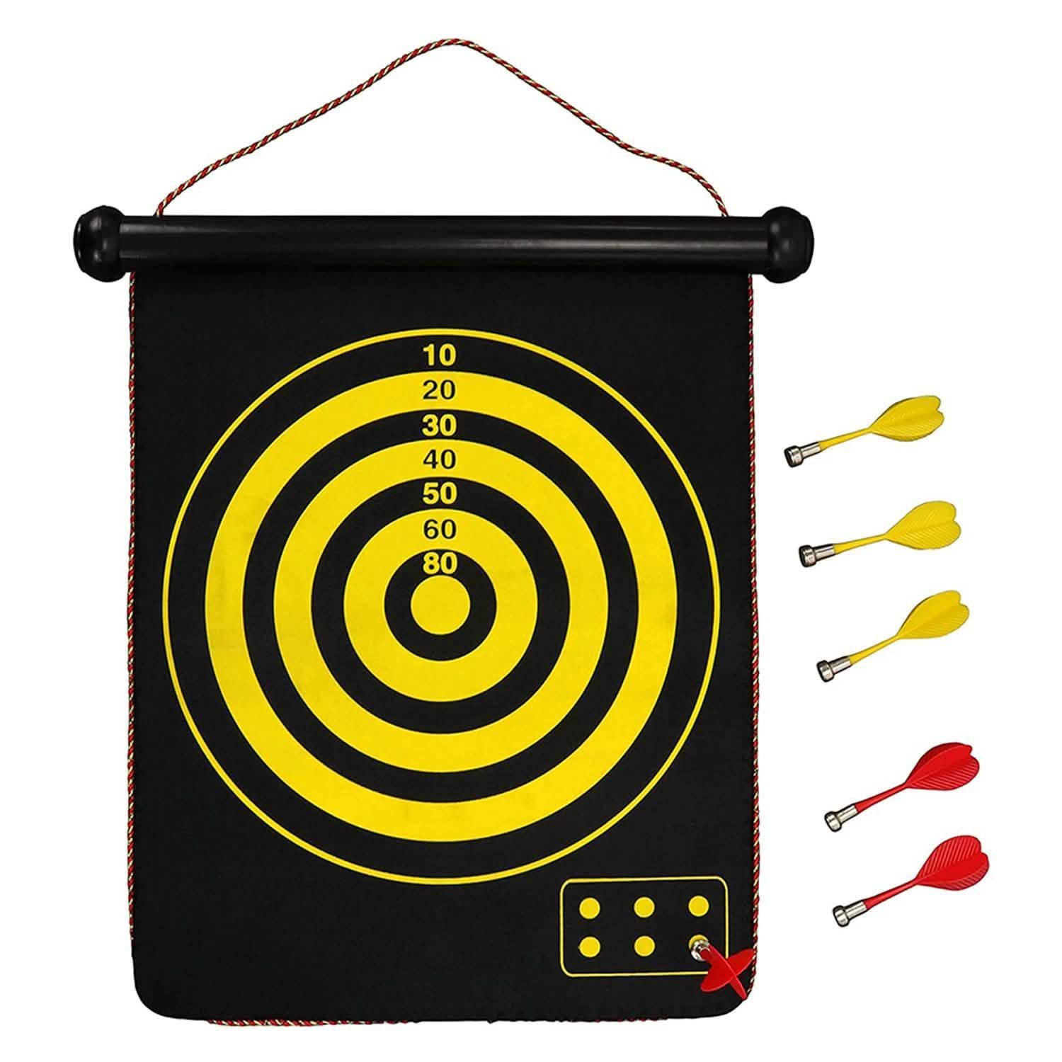 Double Sided Magnetic Roll-Up Dart Board and Bullseye Game