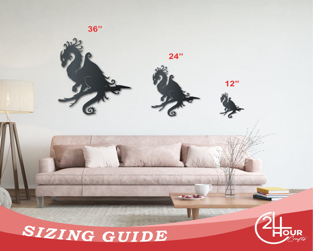 Metal Dragon Tree Stake | Fantasy Dragon Sign | Indoor Outdoor | Up to 46" | Over 20 Color Options