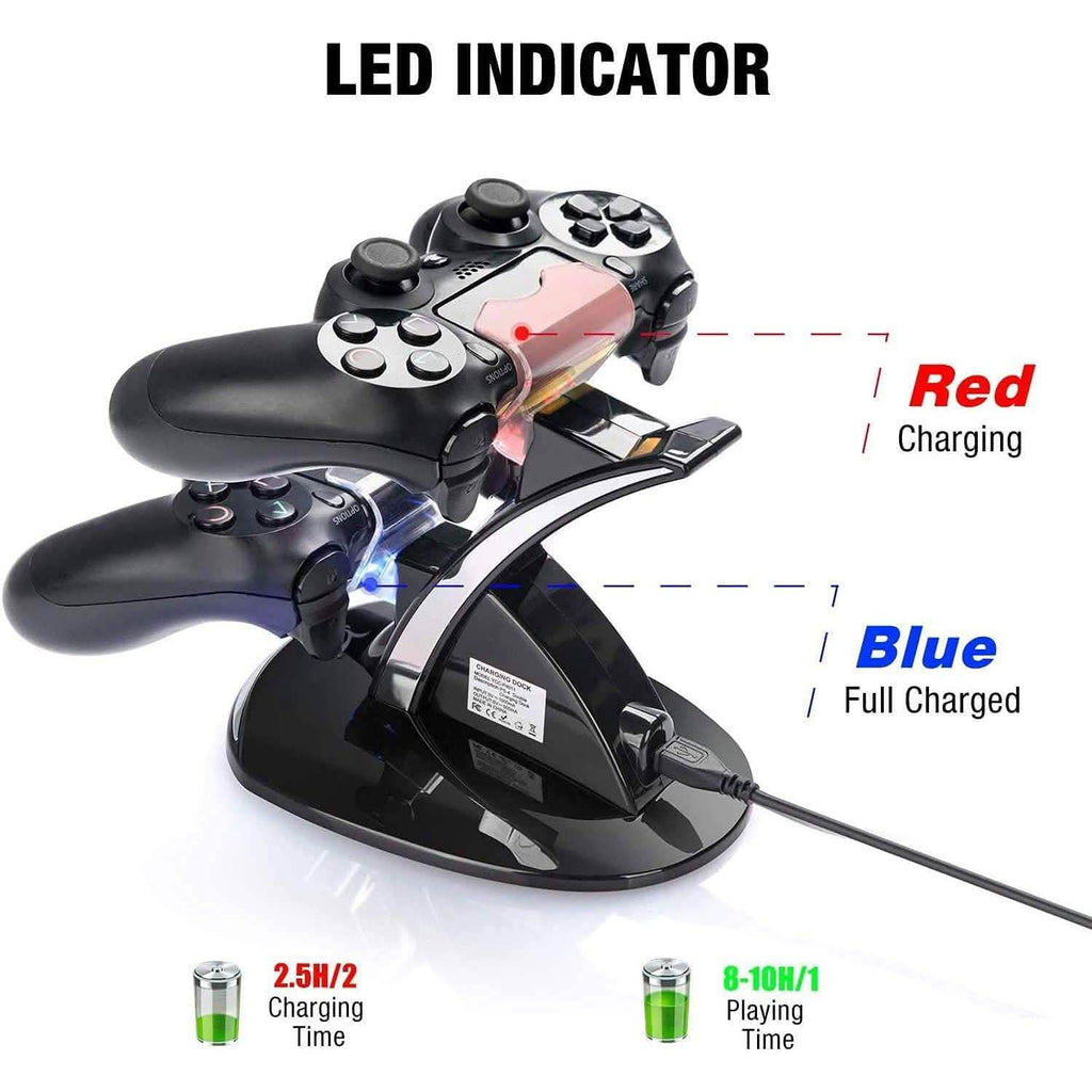 Dual USB Fast Charging Station and LED Indicator for Sony PS4 Controller