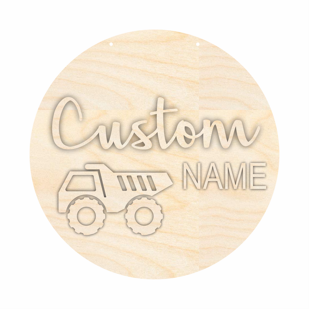 Unfinished Wood Custom Name Dump Truck Door Sign Kit | Wood Craft Cutouts | 1/4" Thick |