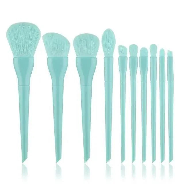 Durable 10pcs Natural Hair Colorful Makeup Brushes Professional Foundation Powder Blush Eyeshadow Eyebrow Blending Brush Set