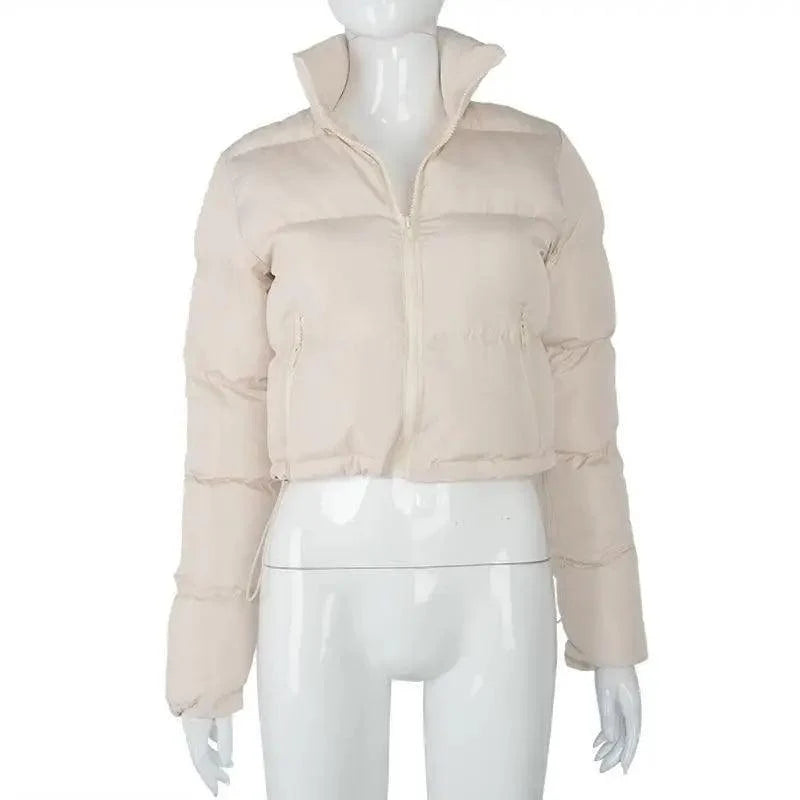 Durable Faux PU Leather Bubble Puffer Winter Warm Jacket Women Coats Long Sleeve Outerwear Zipper Casual Slim jacket