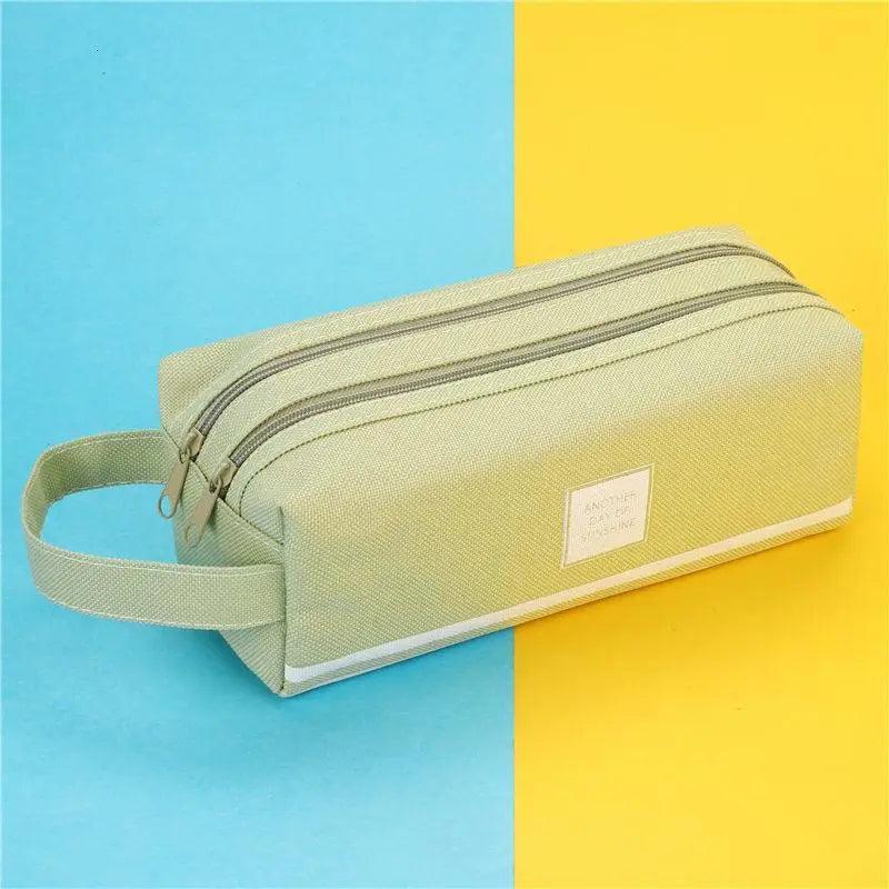 Durable Simple Large Capacity School Stationery Double Layer Case  Students Unique Design High Quality Office Handbag Pencil Case