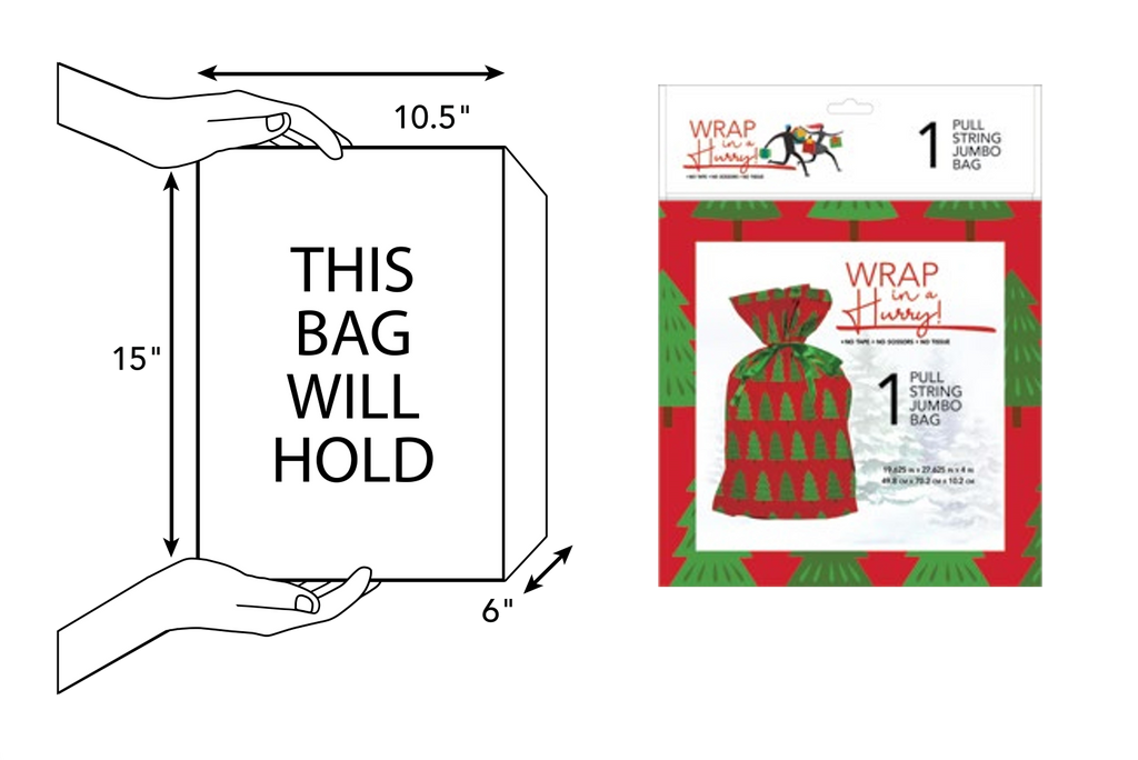 Wrap In A Hurry Jumbo Pull String Gift Bag - Tree Design
