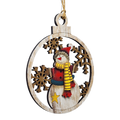 Wooden Ornament - Snowman with Striped Scarf