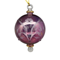 Etched Blown Glass Ball with Crystal Accents - Purple