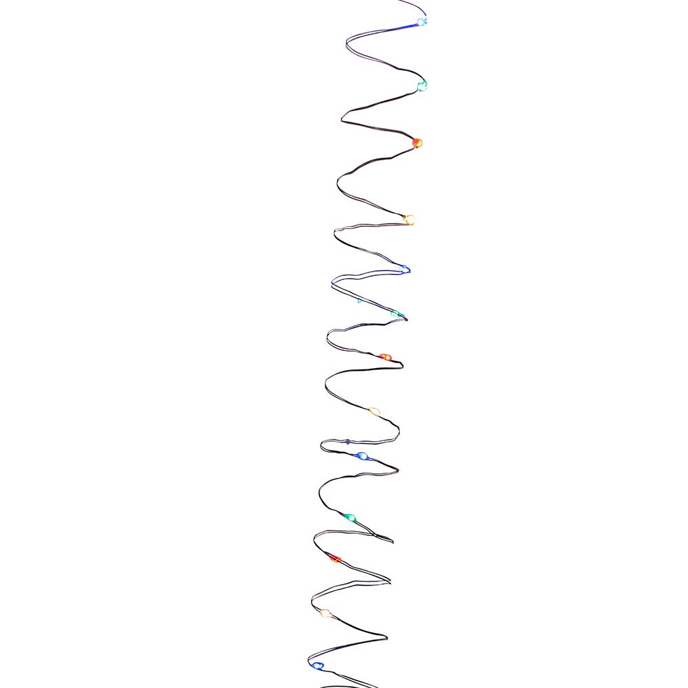 50-Light Battery-Operated Multicolored LED Green Wire Fairy Lights