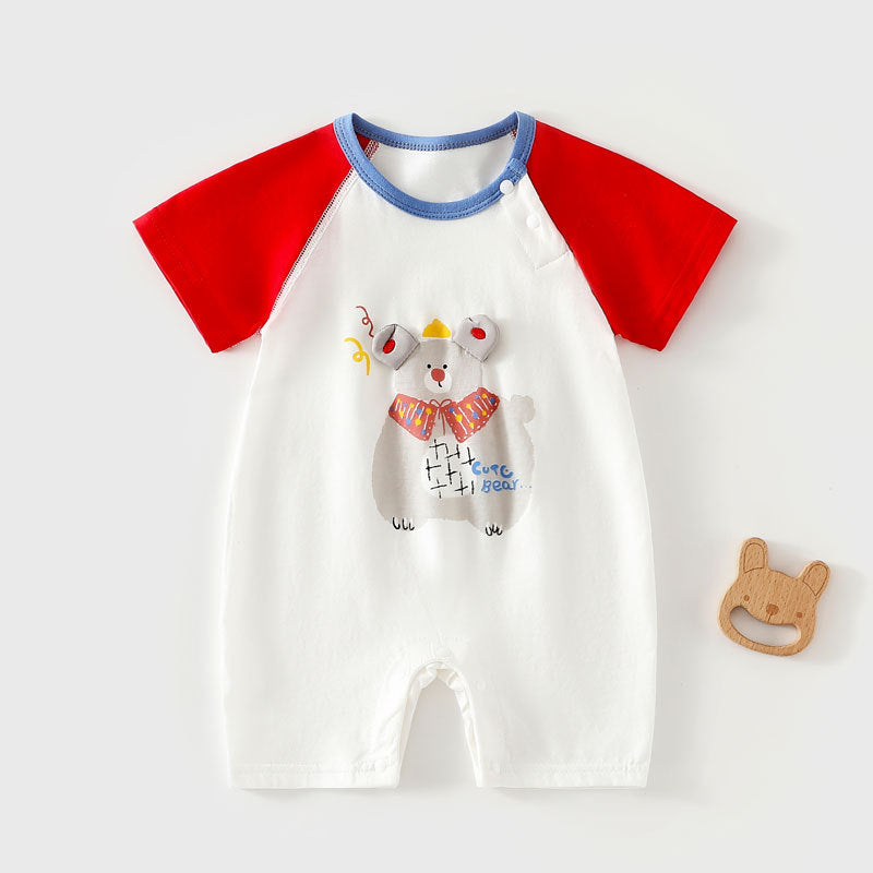 Pure Cotton Baby Short-Sleeve Onesie Seamless Romper Lightweight Air-Conditioning Bodysuit T-Shirt
