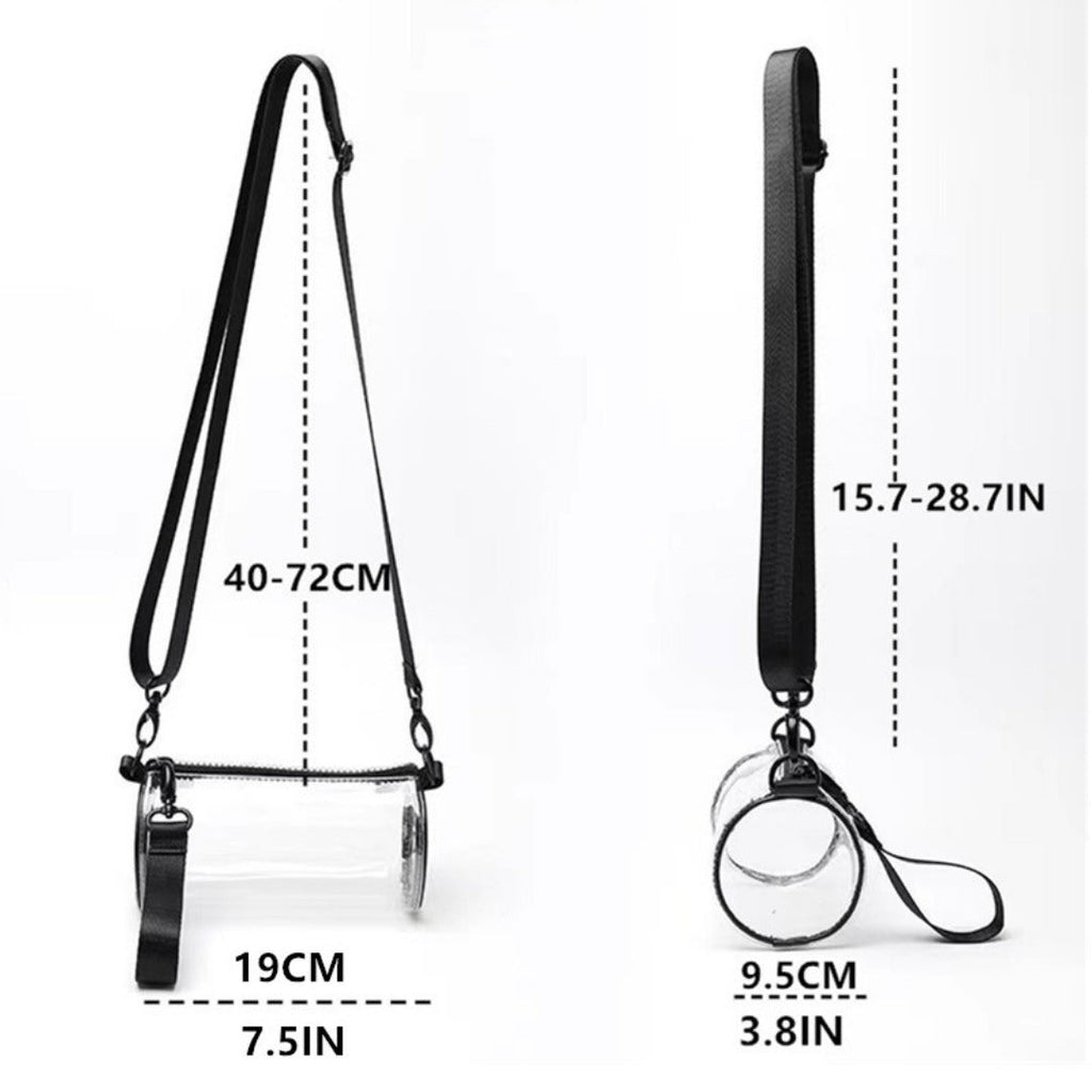 PVC waterproof drum crossbody bag, Transparent small crossbody bag,
