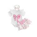 Cute Bow-Knot Romper Set For Baby Girls