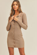 Button Up Ribbed Mini Shirt Dress For Women – Ribbed Dress, Button-Up Shirt Dress, Mini Shirt Dress, Casual Dress, Stylish Shirt Dress, Versatile Mini Dress