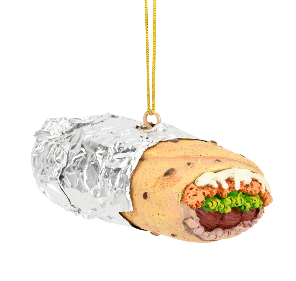 Burrito Wrapped in Tin Foil Food Christmas Ornament