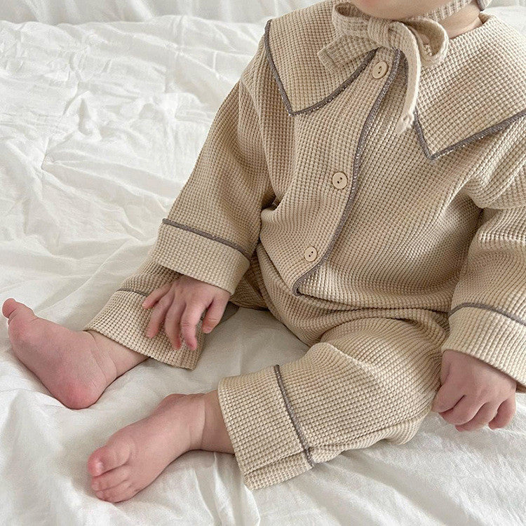 Baby Autumn Waffle-Knit Cardigan Set