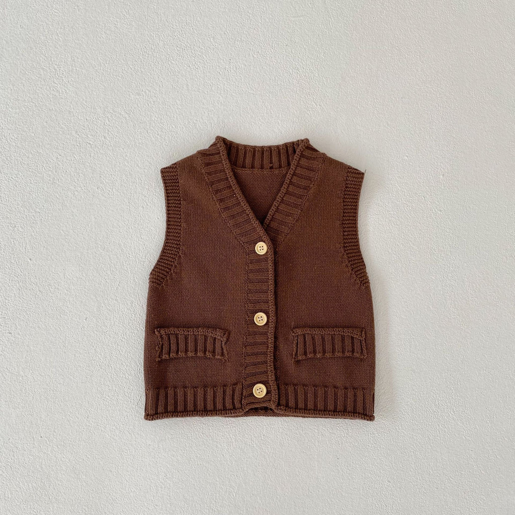 V-neck Cardigan Cotton Knit Sweater Vest Coat