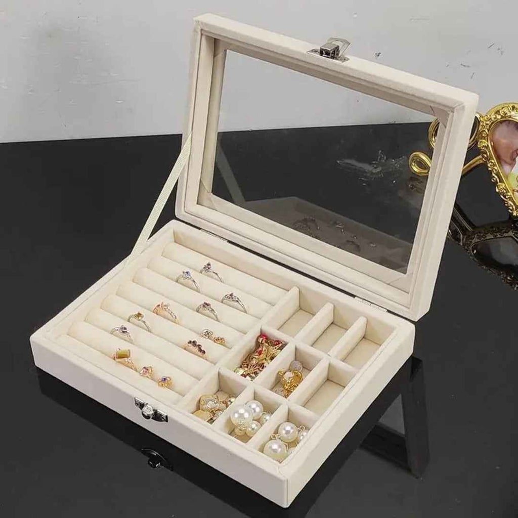 Flannel dustproof jewelry box with lid, ring earrings, earrings, necklace storage box, anti-oxidation jewelry storage box