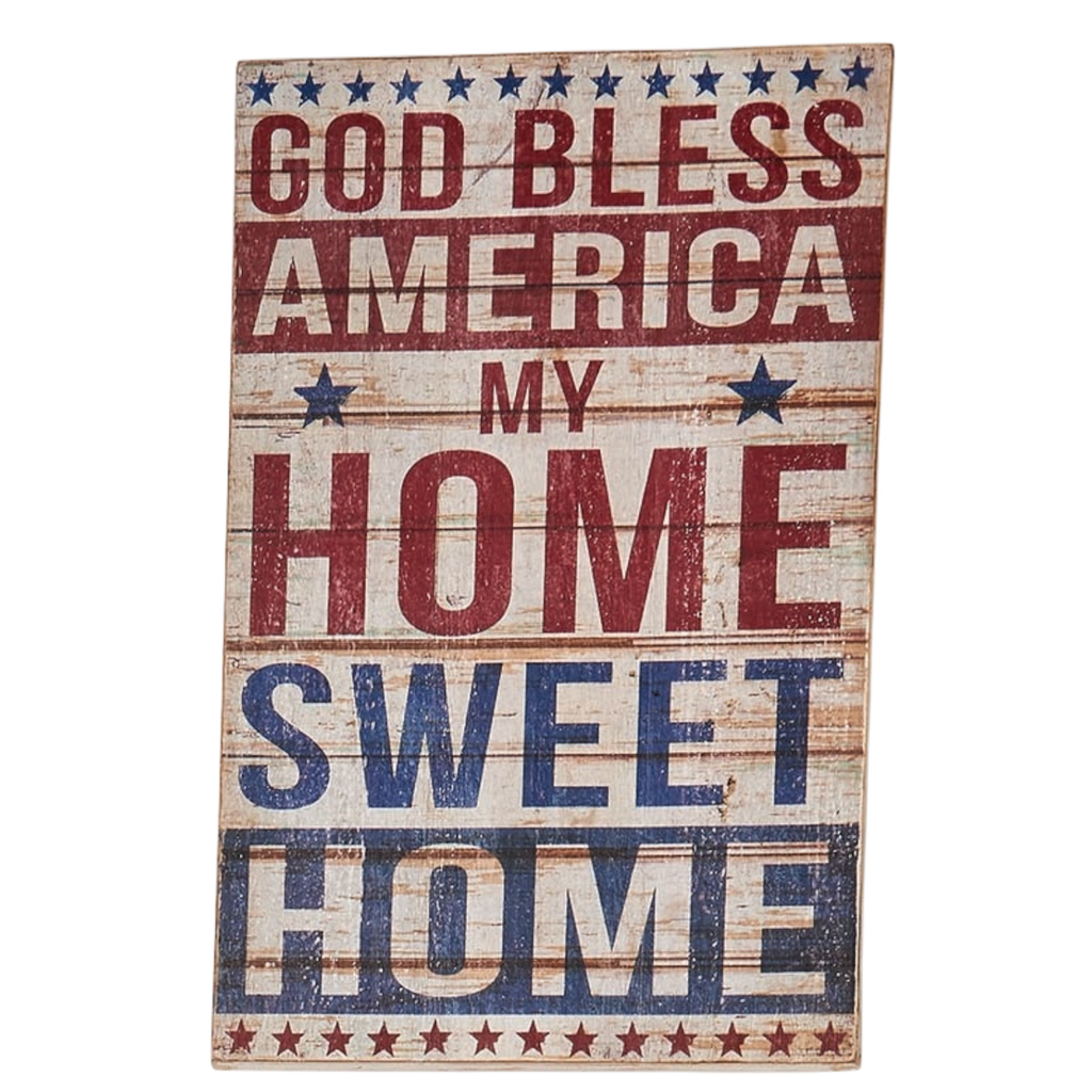 God Bless America Distressed Wooden Sign