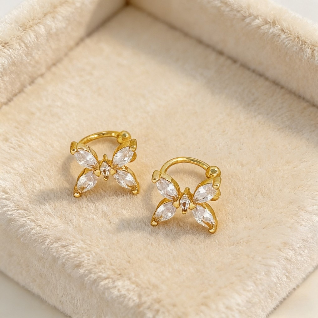 Trendy Copper Zircon Butterfly Ear Cuffs