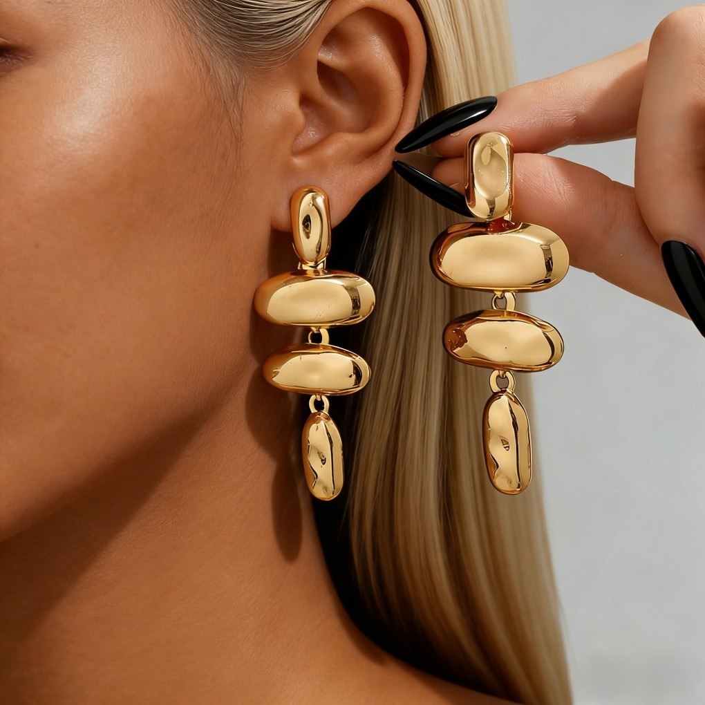 Vintage Textured Wrinkle Geometric Earrings