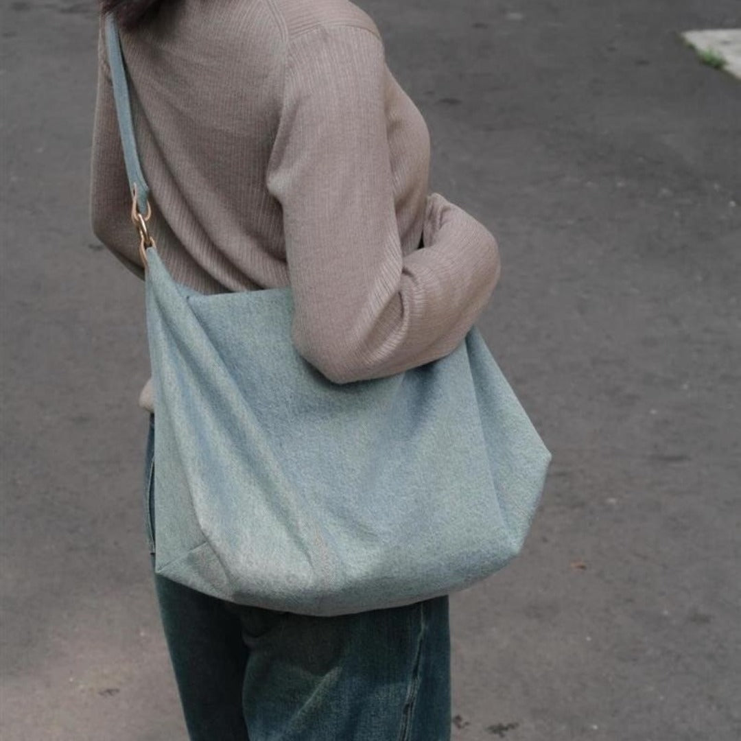 Slouchy purse, summer high capacity commuter shoulder bag, hobo bag denim, tote bag women