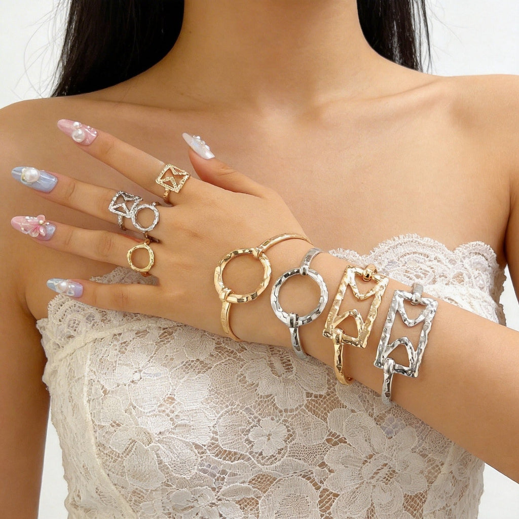 Exaggerated Alloy Round Square Geometric Electroplated Bracelet Fashion Minimalist