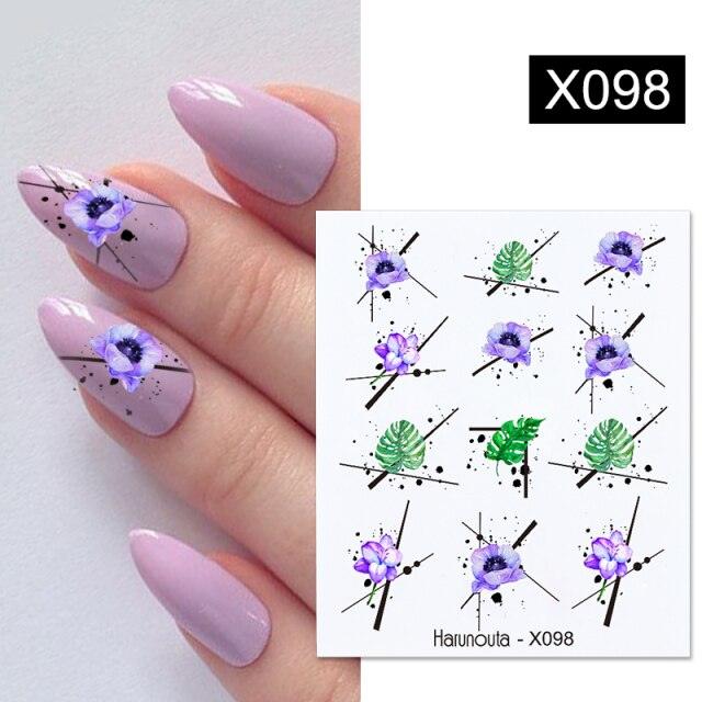 Egg Shell French Lines Water Decals Sticker Geometric Flowers Leaves Bubble Design Slider For Manicuring Nail Art Manicure Lips Nail Art Decorations Slider Nail Art Stickers Decals Nail Art Supplies Valentines Day 3D Self-Adhesive Nail Decorations