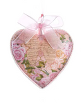 Blush Boho Chic Glass Pink Heart Ornaments -