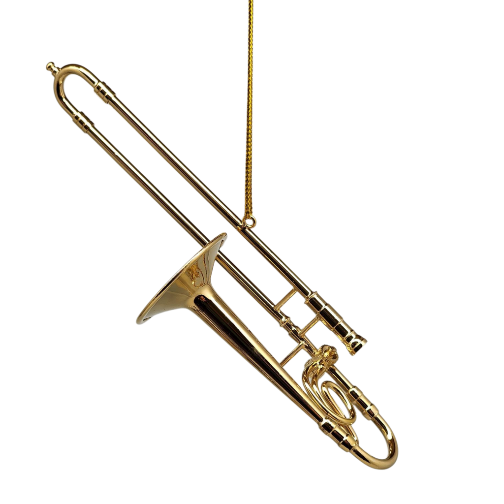 Brass Trombone Ornament with Case