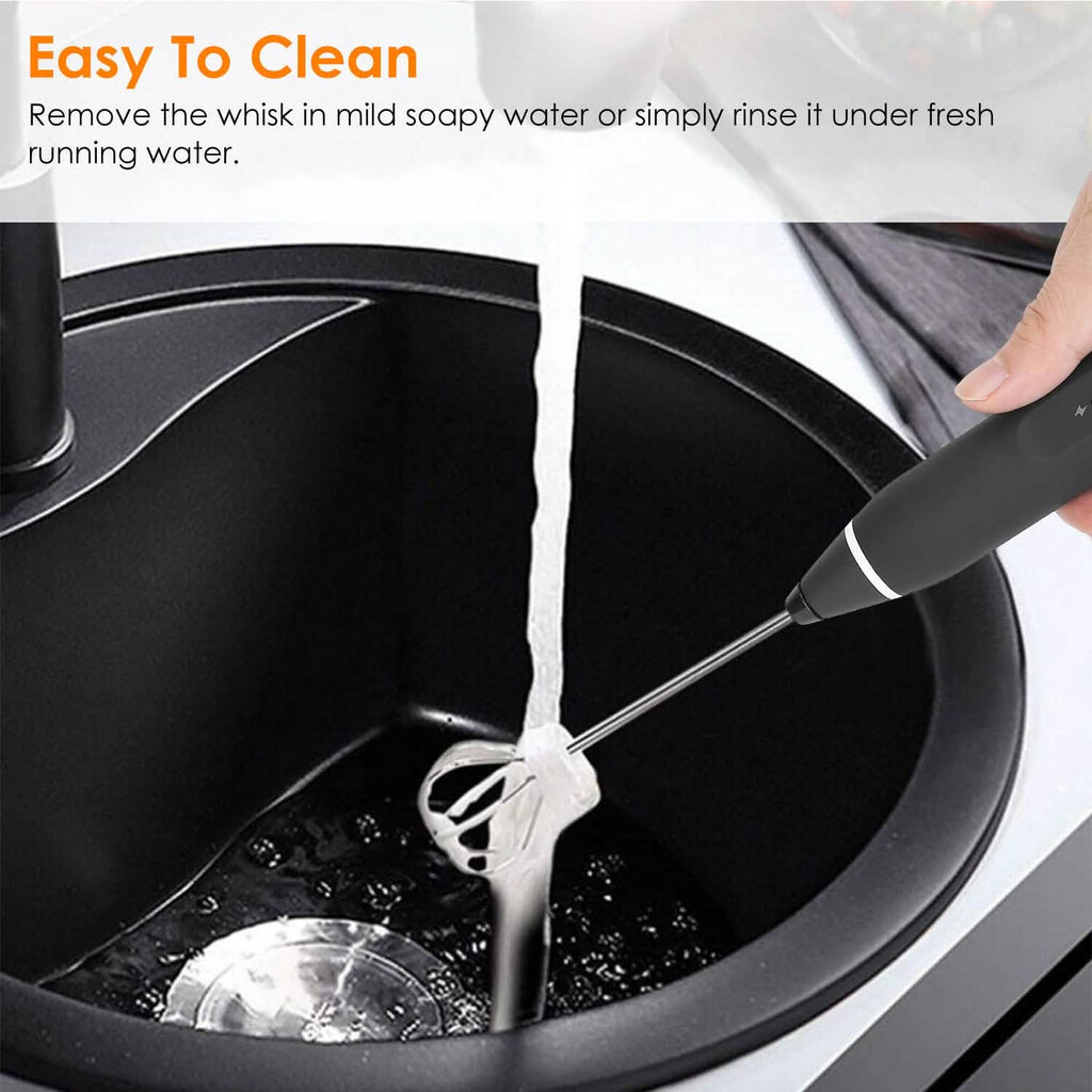 Electric Milk Frother with 2 Whisk Heads
