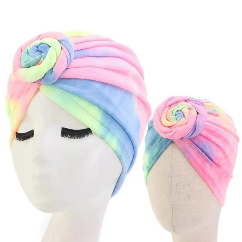 Elegance Mommy And Kids Turban Hat Cap With Big Bow Soft Cute Knot Nursery Beanie Knotted Headban