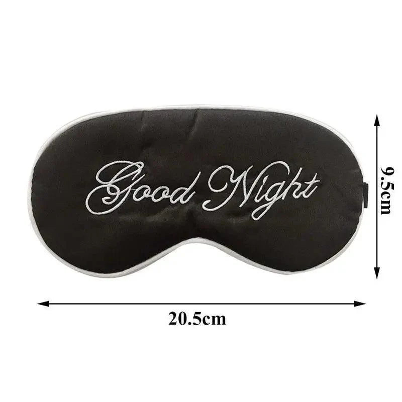 Elegant Good Night Soft Eye Masks Cute Design Eye Cover Sleeping Blindfold Women Eye Cover Full Night's Sleep Travel Portable Lightweight Eye Mask