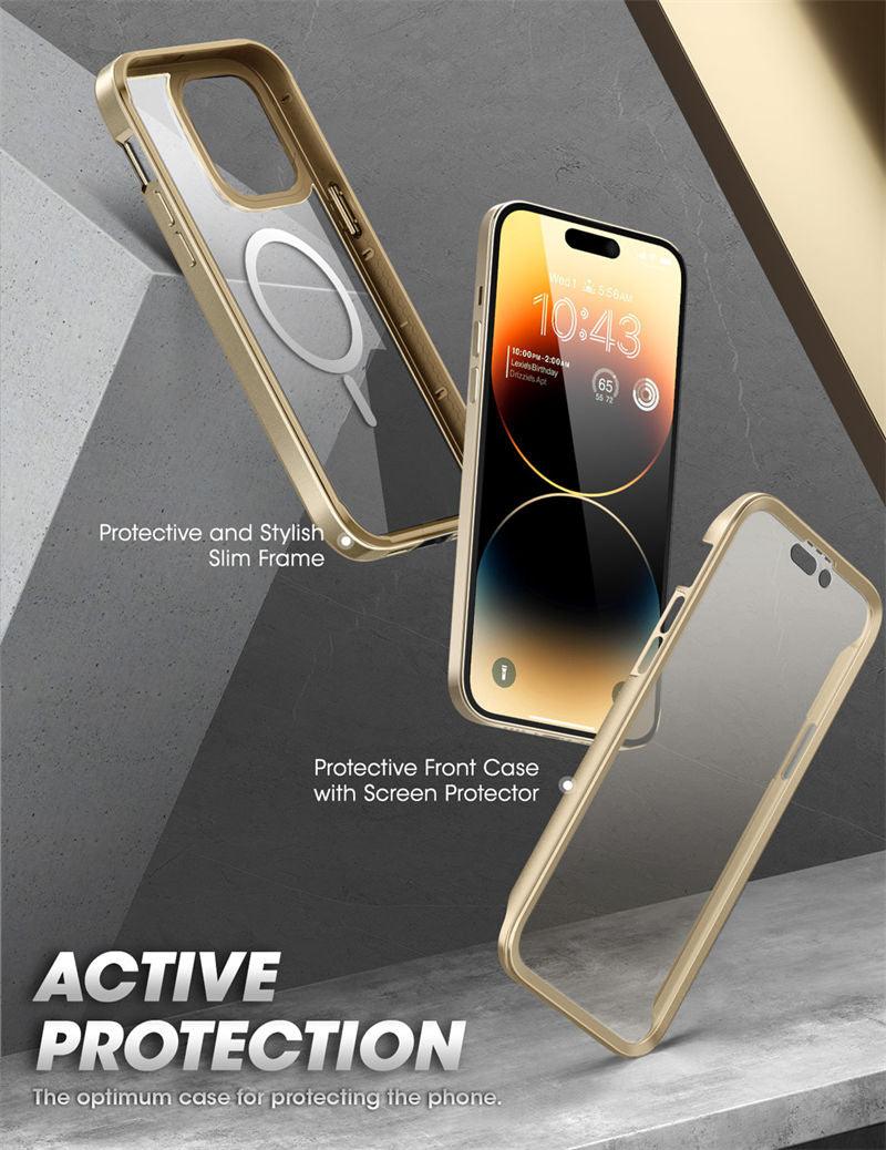 Elegant iPhone 14 Pro Max Case 6.7" Strong Edges Slim Frame Clear Protective Case with Built-in Screen Protector Compatible Shockproof Thin Clear Case Luxury Case For Smartphone