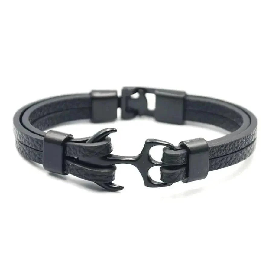 Elegant Modern Handmade Stainless Steel Men Anchor Bracelet made of Nylon in Navy Blue Color For Man