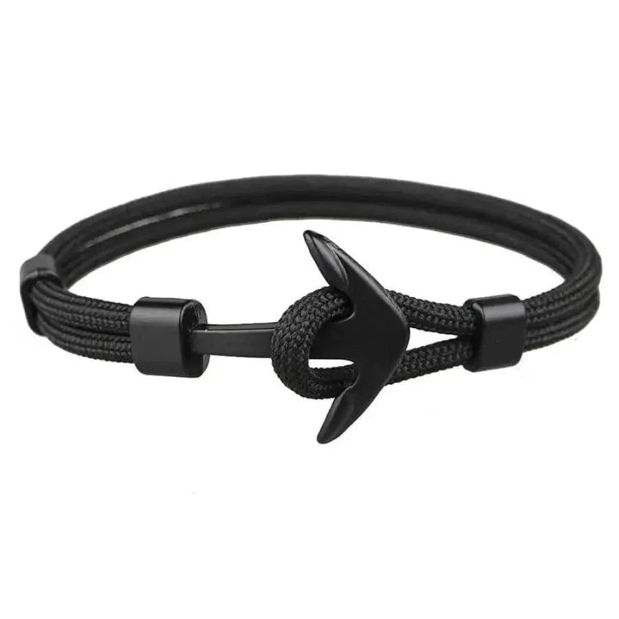 Elegant Modern Handmade Stainless Steel Men Anchor Bracelet made of Nylon in Navy Blue Color For Man