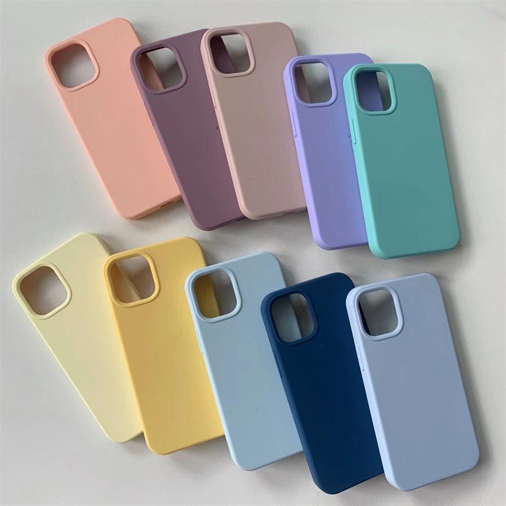 Elegant Style Solid Color Silicone Phone Cases For iPhone 13 14 Pro Max Classic Simple Case For iPhone 13 Pro Cover Slim Fit Silicone Back Cover For iPhone