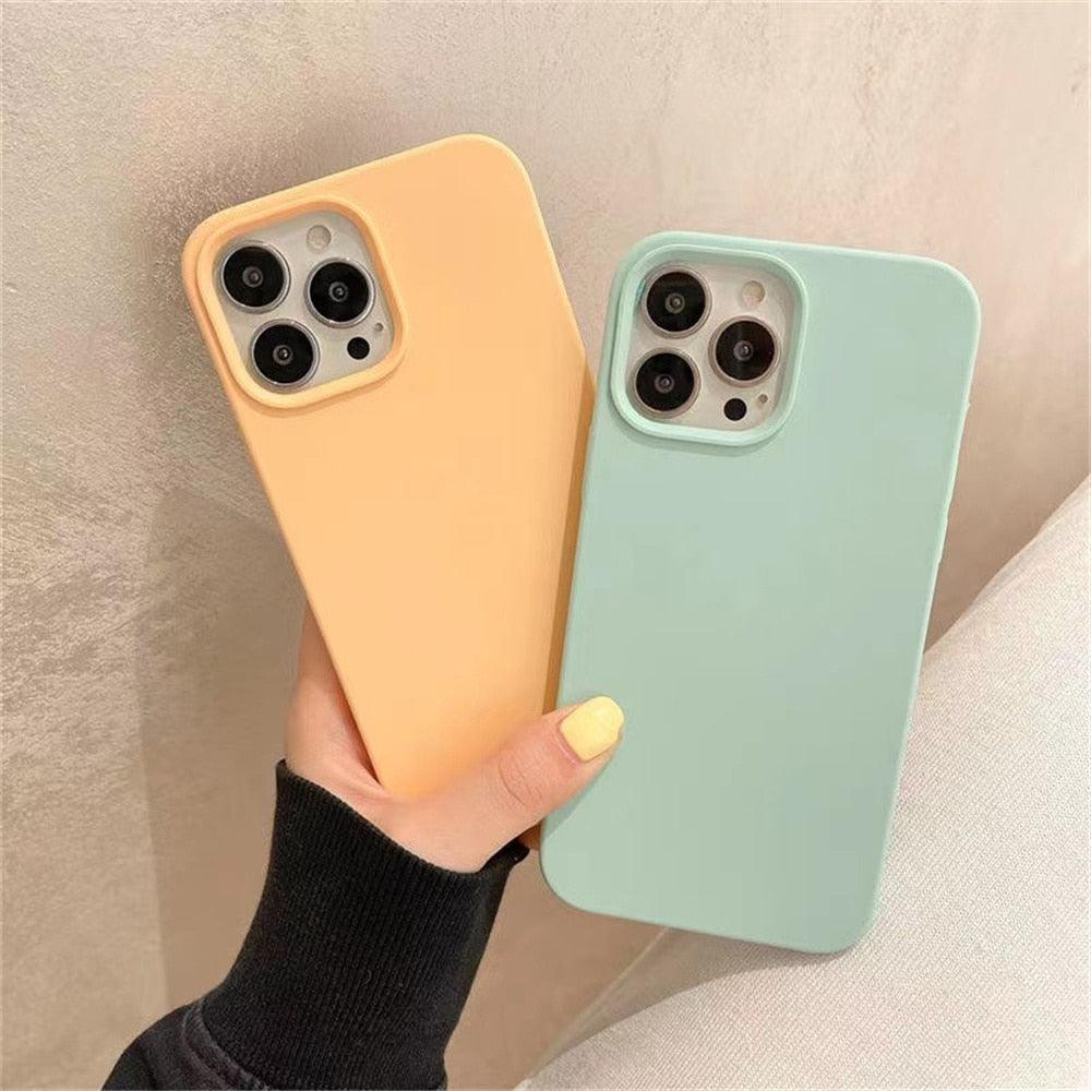 Elegant Style Solid Color Silicone Phone Cases For iPhone 13 14 Pro Max Classic Simple Case For iPhone 13 Pro Cover Slim Fit Silicone Back Cover For iPhone