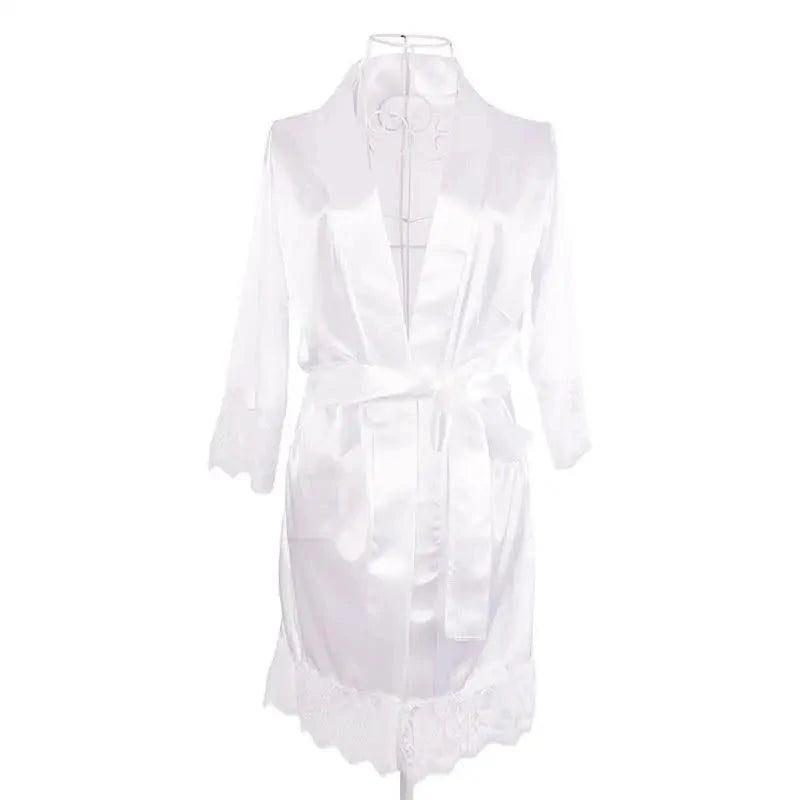 Elegant White Short Soft Women Bathrobes Vintage Design Sleepwear Lightweight Bridesmaid Robes Comfortable Ladies Bathrobe