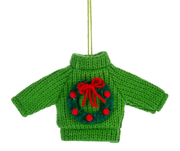 Knit Christmas Sweater Ornament -  Red
